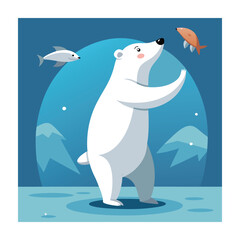 Polar bear animals vector on white background