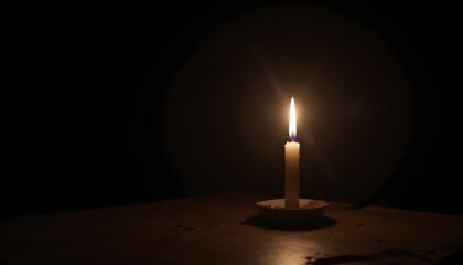 Memorial Day for genocide victims of World War II with a lone candle glowing in the dark