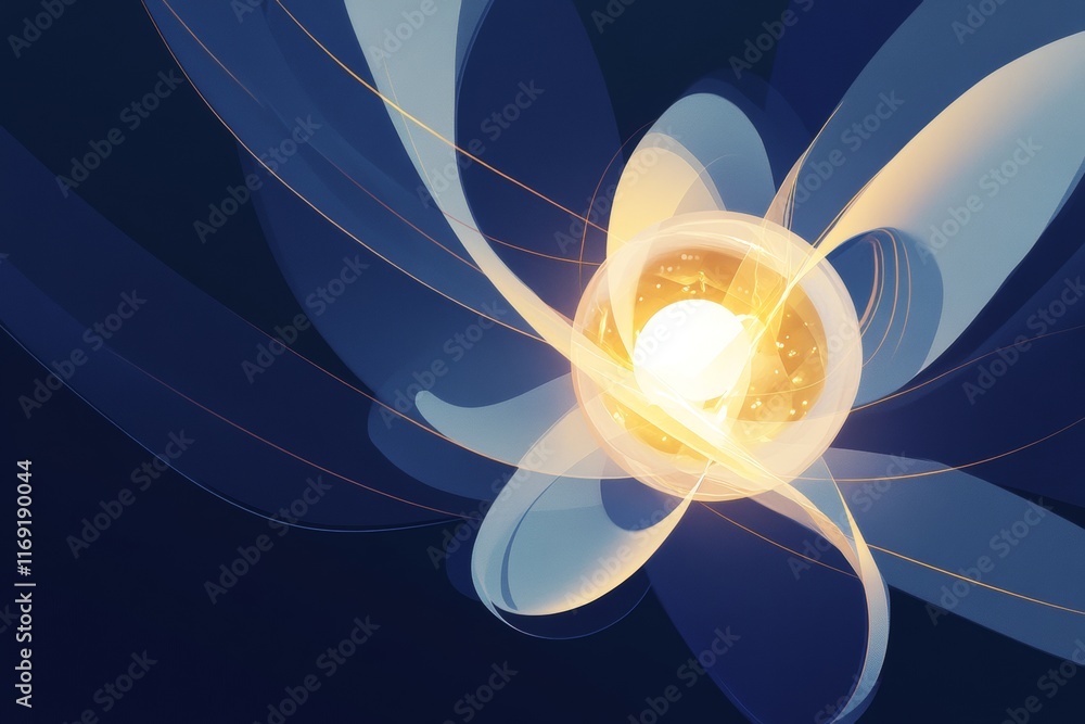 Poster abstract glowing orb with dynamic swirls: a digital art creation