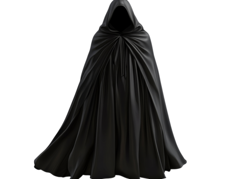 Black hooded cloak for theater use