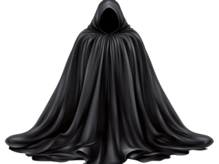 Mysterious figure cloaked in black fabric draping