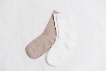 Stylish and Comfortable Cotton Socks Available in Elegant Beige and Classic White Colors