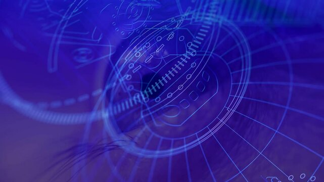 blue circle background with code