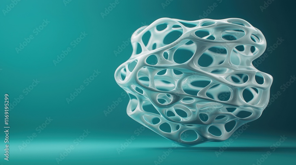 Poster 3d printing materials layered as they form a futuristic object