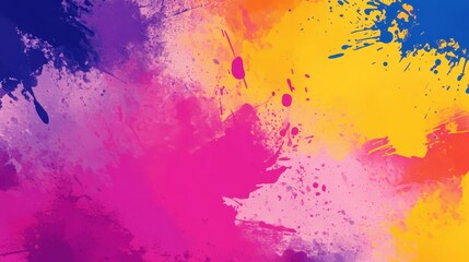 Obraz premium A vibrant abstract design featuring splashes of color in pink, yellow, blue, and purple.