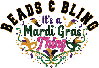 Beads Bling Mardi Gras T-Shirt Design