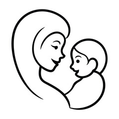 Mother and Baby Beautiful Family Themed Illustrations for Creative Designs