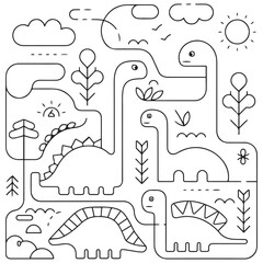 Dinosaur Coloring Book Pages for Kids © firoz