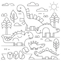 Dinosaur Coloring Book Pages for Kids © firoz
