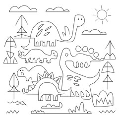 Dinosaur Coloring Book Pages for Kids © firoz