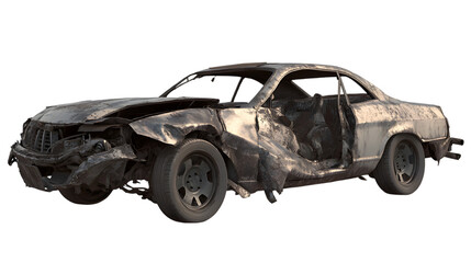 crashed car wreck isolated on transparent background  crashed car png
