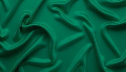 Obraz premium Emerald Green Silk Fabric with Soft Folds and Smooth Texture