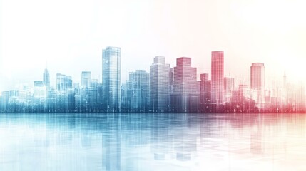 Abstract City Skyline Illustration with Reflection