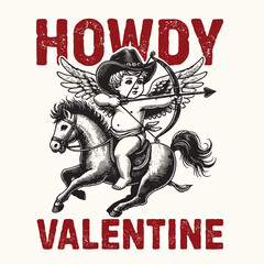 Howdy Valentine - Retro vintage Valentine T-shirt Design