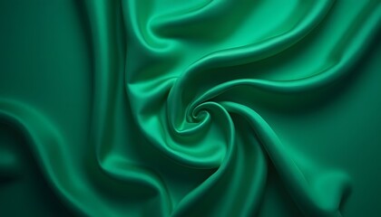 Obraz premium Emerald Green Silk Fabric with Soft Folds and Smooth Texture