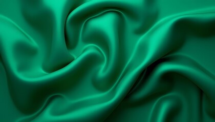 Obraz premium Emerald Green Silk Fabric with Soft Folds and Smooth Texture