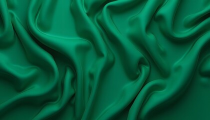 Fototapeta premium Emerald Green Silk Fabric with Soft Folds and Smooth Texture