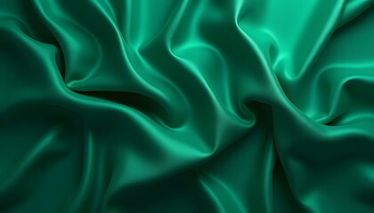 Fototapeta premium Emerald Green Silk Fabric with Soft Folds and Smooth Texture