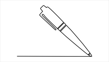 Fountain pen continuous one line drawing illustration