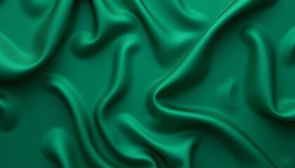 Obraz premium Emerald Green Silk Fabric with Soft Folds and Smooth Texture