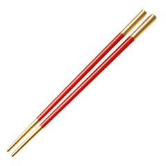 [Transparent Background PNG]Pair of Red and Gold Chopsticks