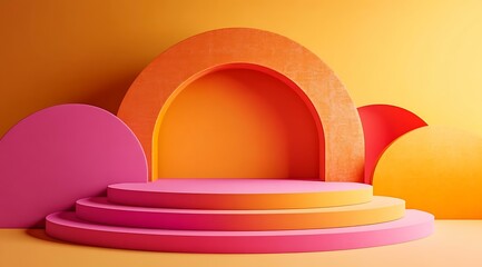 Abstract Colorful Geometric Podium Display Background