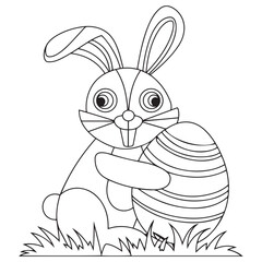 Easter Bunny carrying a decorated Easter egg coloring page