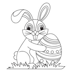Easter Bunny carrying a decorated Easter egg coloring page
