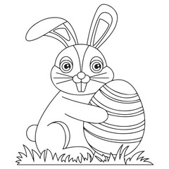 Easter Bunny carrying a decorated Easter egg coloring page