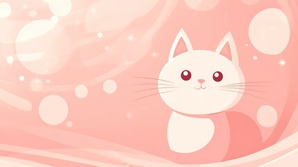 Cute Cartoon Cat in a Pink Background