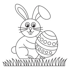 Easter Bunny carrying a decorated Easter egg coloring page