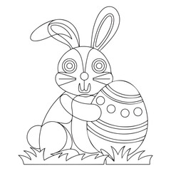 Easter Bunny carrying a decorated Easter egg coloring page