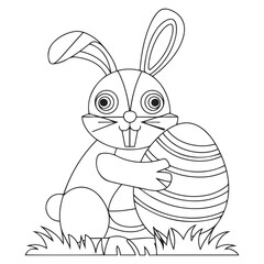 Easter Bunny carrying a decorated Easter egg coloring page