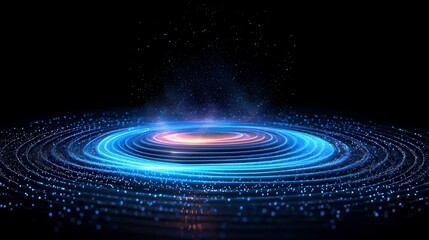 Fototapeta premium Abstract Cosmic Nebula Glowing Blue and Orange Spiral Galaxy with Stardust