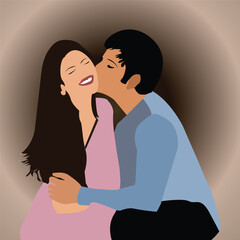 Kissing Couple in Valentines Clip Art Vector Design