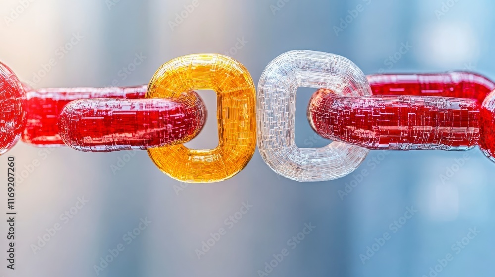 Poster abstract colorful interlocking chain links network connection technology concept