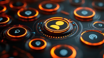 Closeup of cell phone button, a detailed exploration of texture and design in mobile technology