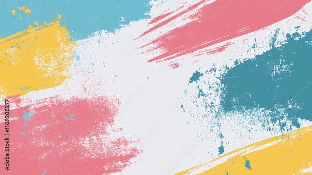 Poster abstract colorful brush strokes on a textured background, ideal for design projects.