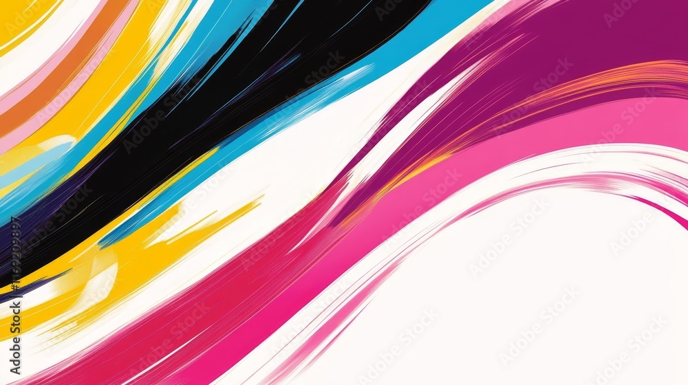 Poster abstract colorful brush strokes creating a dynamic and vibrant design.