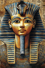Majestic tutankhamun pharaoh wearing traditional headdress and collar in ancient egypt