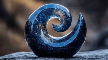 Mesmerizing Cosmic Spiral Swirl in Glowing Blue Shades   Abstract Organic Form with Dynamic Energy and Movement Resembling a Celestial Phenomenon or Galactic Nebula