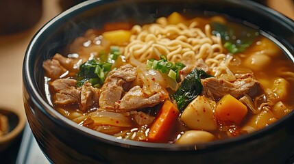 Steaming Bowl of Savory Chicken Noodle Soup