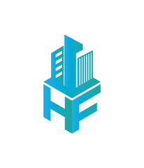 Fototapeta premium hf real state hexagon vector letter logo