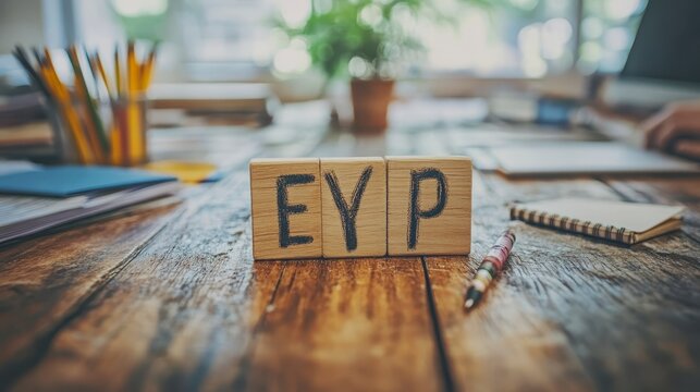 EYP Acronym on Wooden Blocks Office Desk Business Concept