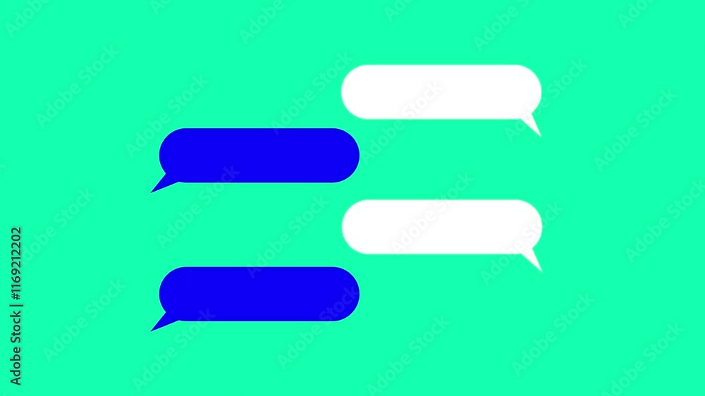 Aufkleber text message bubble animation on black background, animation of sending and receiving messages, text