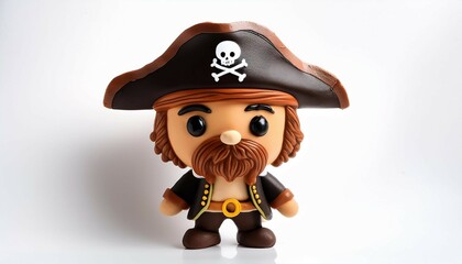 a clay cute pirate isolated on a white background
