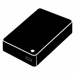 External Hard Drive Black Silhouette Vector