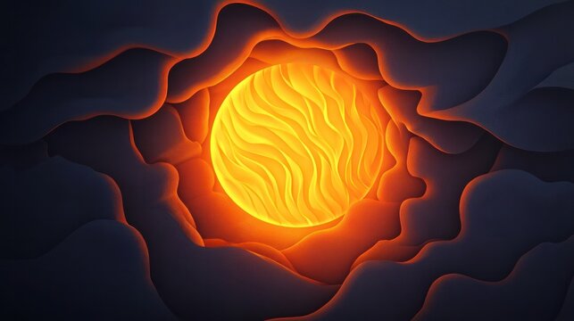 Vibrant and Mesmerizing Swirling Flames of Light in a Surreal Dreamscape  An abstract digital featuring a dynamic fiery and luminous energy pattern that evokes a sense of mystery power
