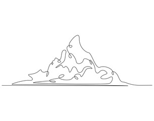 Continuous one line drawing of mountain. One line drawing illustration of mountain panoramic view. World mountain day concept single line. Editable outline