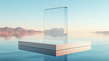 Fototapete Rund Floating Glass Display Platform Over Water © Adobe Contributor